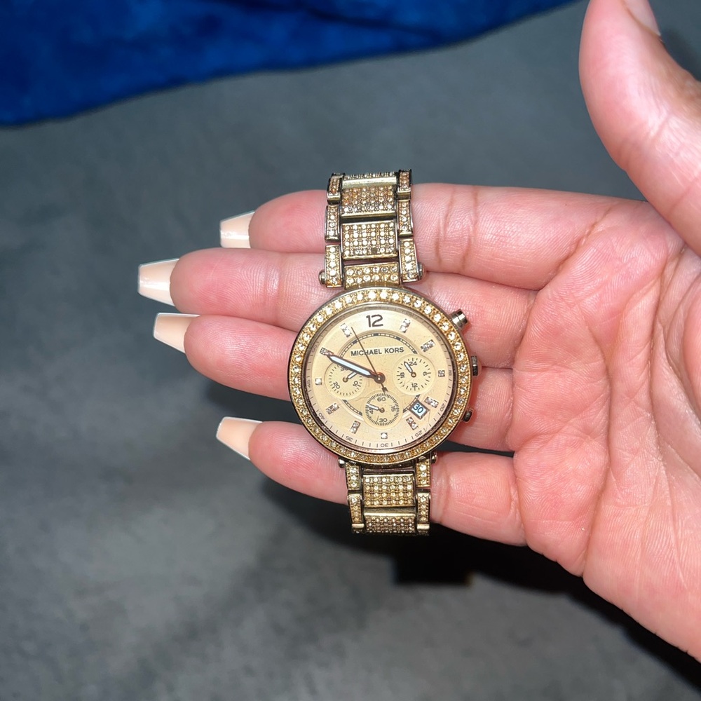 Michael Kors Rose Gold-Tone Crystal Watch